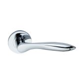 SB1102PC - Spira Brass Pearle Lever Handle on Round Rose - Polished Chrome