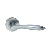 SB1102SC - Spira Brass Pearle Lever Handle on Round Rose - Satin Chrome
