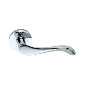 SB1103PC - Spira Brass Rosalie Lever Handle on Round Rose - Polished Chrome