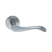 SB1103SC - Spira Brass Rosalie Lever Handle on Round Rose - Satin Chrome