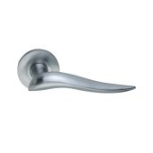 SB1104SC - Spira Brass Flavia Lever Handle on Round Rose - Satin Chrome
