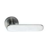 SB1105SC - Spira Brass Skyla Lever Handle on Round Rose - Satin Chrome