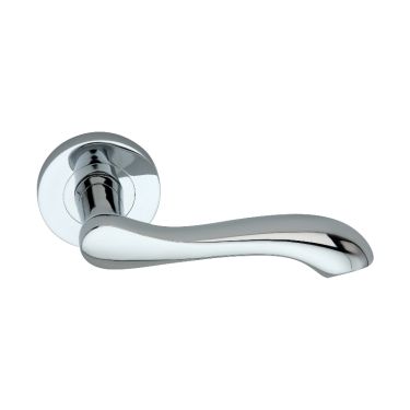 Click Here To Enlarge This Photo Of SB1106PC - Spira Brass Camila Lever Handle on Round Rose - Polished Chrome