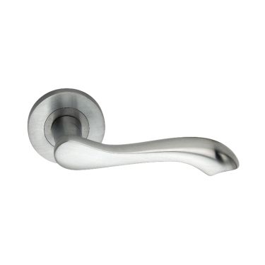 Click Here To Enlarge This Photo Of SB1106SC - Spira Brass Camila Lever Handle on Round Rose - Satin Chrome