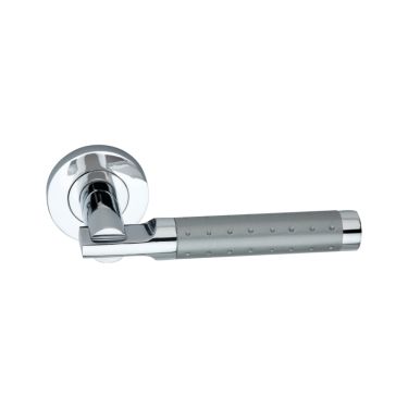 Click Here To Enlarge This Photo Of SB1202DT - Spira Brass Lexis Lever Handle on Round Rose - Dual Tone
