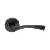 SB1301BLK - Spira Brass Mercury Lever Handle on Round Rose - Matt Black