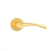 SB1301SB - Spira Brass Mercury Lever Handle on Round Rose - Satin Brass