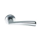 SB1302PC - Spira Brass Lego Lever Handle on Round Rose - Polished Chrome