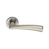 SB1302SN - Spira Brass Lego Lever Handle on Round Rose - Satin Nickel