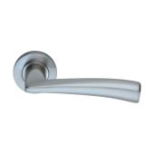 SB1302SC - Spira Brass Lego Lever Handle on Round Rose - Satin Chrome
