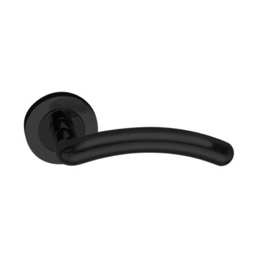 Click Here To Enlarge This Photo Of SB1303BLK - Spira Brass Taurus Lever Handle on Round Rose - Matt Black