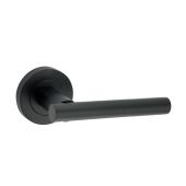SB1304BLK - Spira Brass Jura Lever Handle on Round Rose - Matt Black