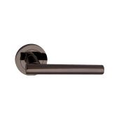 SB1304BN - Spira Brass Jura Lever Handle on Round Rose - Black Nickel