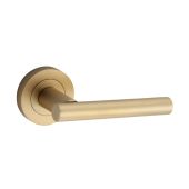 SB1304SB - Spira Brass Jura Lever Handle on Round Rose - Satin Brass