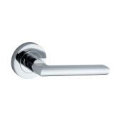 SB1306PC - Spira Brass Drox Lever Handle on Round Rose - Polished Chrome