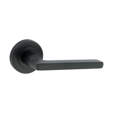 Click Here To Enlarge This Photo Of SB1306BLK - Spira Brass Drox Lever Handle on Round Rose - Matt Black