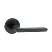 SB1306BLK - Spira Brass Drox Lever Handle on Round Rose - Matt Black