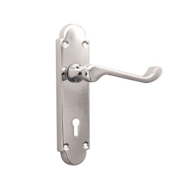 Click Here To Enlarge This Photo Of SB1401PC - Spira Brass Oakley Lock Lever Handles on a Backplate - Polished Chrome