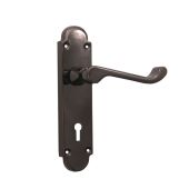 SB1401BN - Spira Brass Oakley Lock Lever Handles on a Backplate - Black Nickel