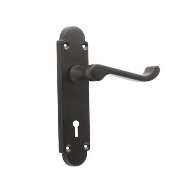 Click Here To Enlarge This Photo Of SB1401BLK - Spira Brass Oakley Lock Lever Handles on a Backplate - Matt Black