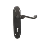 SB1401BLK - Spira Brass Oakley Lock Lever Handles on a Backplate - Matt Black