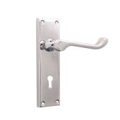 SB1402PC - Spira Brass Victorian Scroll Lock Lever Handles on a Backplate - 150mm - Polished Chrome