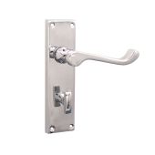 SB1422PC - Spira Brass Victorian Scroll Bathroom Lever Handles on a Backplate - 150mm - Polished Chrome