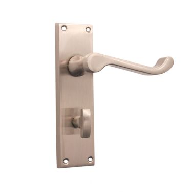 Click Here To Enlarge This Photo Of SB1422SN - Spira Brass Victorian Scroll Bathroom Lever Handles on a Backplate - 150mm - Satin Nickel