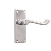 SB1403PC - Spira Brass Victorian Scroll Latch Lever Handles on a Backplate - 115mm - Polished Chrome