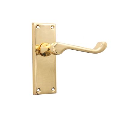 Click Here To Enlarge This Photo Of SB1403PB - Spira Brass Victorian Scroll Latch Lever Handles on a Backplate - 115mm - Polished Brass