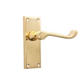 SB1403PB - Spira Brass Victorian Scroll Latch Lever Handles on a Backplate - 115mm - Polished Brass