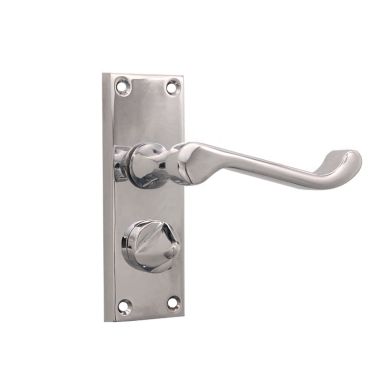 Click Here To Enlarge This Photo Of SB1413PC - Spira Brass Victorian Scroll Privacy Lever Handles on a Backplate - 115mm - Polished Chrome