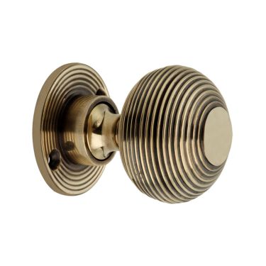 Click Here To Enlarge This Photo Of SB2105AB - Spira Brass Beehive 50mm Rim/Mortice Door Knobs - Aged Brass