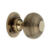 SB2105AB - Spira Brass Beehive 50mm Rim/Mortice Door Knobs - Aged Brass