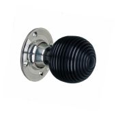 SB2115PN - Spira Brass Ebony Beehive Rim/Mortice Door Knobs - Polished Nickel
