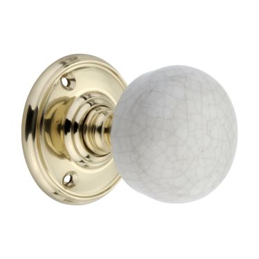 Click Here To Enlarge This Photo Of SB2117PB - Spira Brass Crackled Porcelain Mortice Door Knobs - Polished Brass