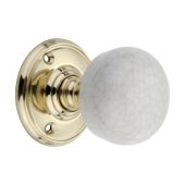 SB2117PB - Spira Brass Crackled Porcelain Mortice Door Knobs - Polished Brass