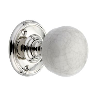 Click Here To Enlarge This Photo Of SB2117PN - Spira Brass Crackled Porcelain Mortice Door Knobs - Polished Nickel