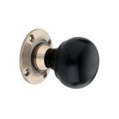 SB2120AB - Spira Brass Ebony Bun Rim/Mortice Door Knobs - Aged Brass