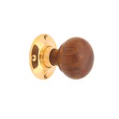 SB2121PB - Spira Brass Rosewood Bun Rim/Mortice Door Knobs - Polished Brass