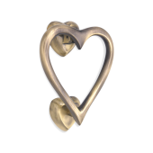 SB4110ANT - Spira Brass Heart Door Knocker - Antique Brass