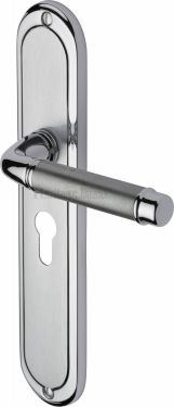 Click Here To Enlarge This Photo Of SAT2048-AP Heritage Brass Door Handle For Euro Profile Plate Saturn Long Design Apollo Finish