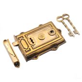 SB7101AB - Spira Brass Davenport Rim Lock - Aged Brass