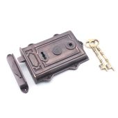 SB7101ABZ - Spira Brass Davenport Rim Lock - Aged Bronze
