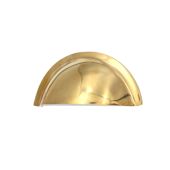 SB2308PBUL - Spira Brass Slim Cup Handle 85mm - Polished Brass Unlacquered