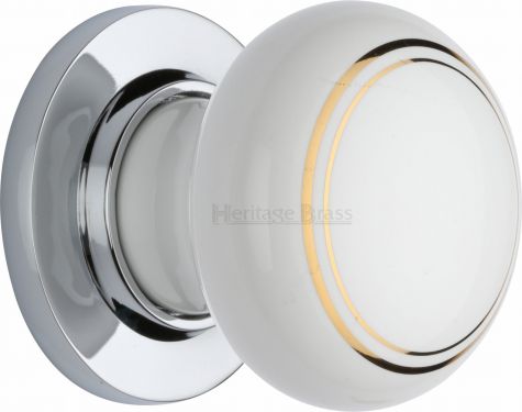 Click Here To Enlarge This Photo Of 6010-PC Heritage Brass Gold Line Mortice Knob with Polished Chrome Base