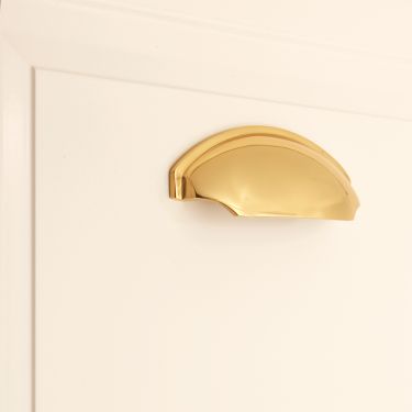 Click Here To Enlarge This Photo Of SB2335PB - Spira Brass 150mm Tulip Cup Drawer Pull - Polished Brass