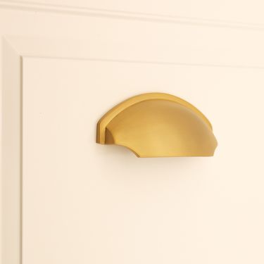 Click Here To Enlarge This Photo Of SB2335SB - Spira Brass 150mm Tulip Cup Drawer Pull - Satin Brass