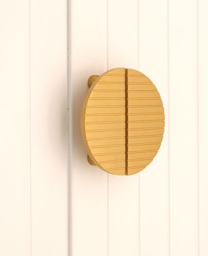 Click Here To Enlarge This Photo Of SB2405SB - Spira Brass Striped Half Moon Door Handles - Satin Brass Small 90mm