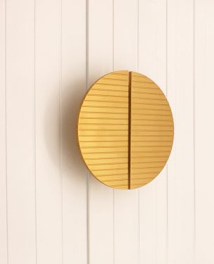 Click Here To Enlarge This Photo Of SB2406SB - Spira Brass Striped Half Moon Door Handles - Satin Brass Large 150mm
